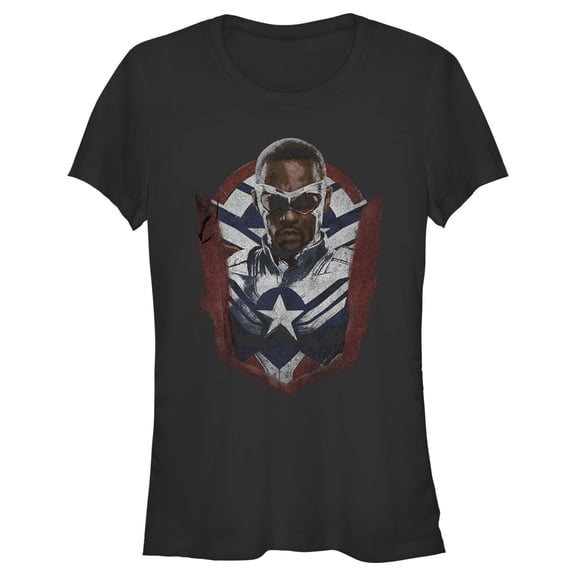 Junior's Marvel The Falcon and the Winter Soldier Captain America Suit Sam Graphic Tee Black X Large