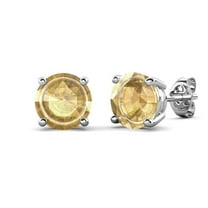 Cate & Chloe Magnolia 18k White Gold Plated Women's Stud Earrings with Citrine Simulated Diamond