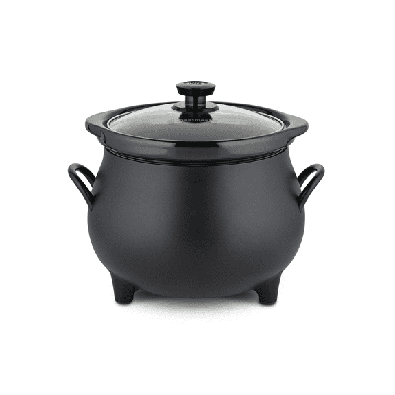 Toastmaster 4QT Black Cauldron Slow Cooker with Removable Crock and Glass Lid