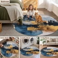 thumbnail image 5 of Round Rugs 5Ft, Navy Blue Yellow Round Area Rug Washable Indoor Throw Carpet, Modern Art Abstract Vintage Soft Non Slip Circle Rug for Cabinet Bathroom Home Decor Aesthetic, 5 of 8