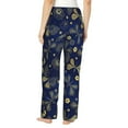 thumbnail image 3 of Naloa Vintage Golden Butterfly Print Women’s Ultra-Soft Comfy Pajama Lounge Pants with Pockets & Drawstring, 3 of 8