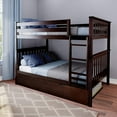 thumbnail image 1 of BEDSMART Solid Wood Full Over Full Bunk Bed With Trundle | Espresso, 1 of 7