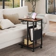 thumbnail image 4 of Costway 1 PCS C-shaped Side Table 2-tier Sofa Couch Table with Canvas Storage Pouch Brown, 4 of 11