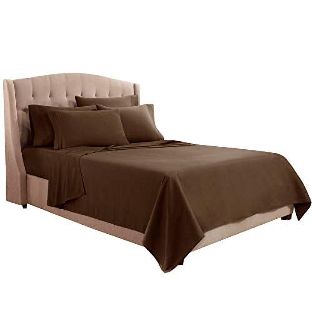 Clara Clark 5 Piece 1800 Microfiber Collection Bed Sheet Set, Deep Pockets Fitted Sheet, Twin, Chocolate Brown