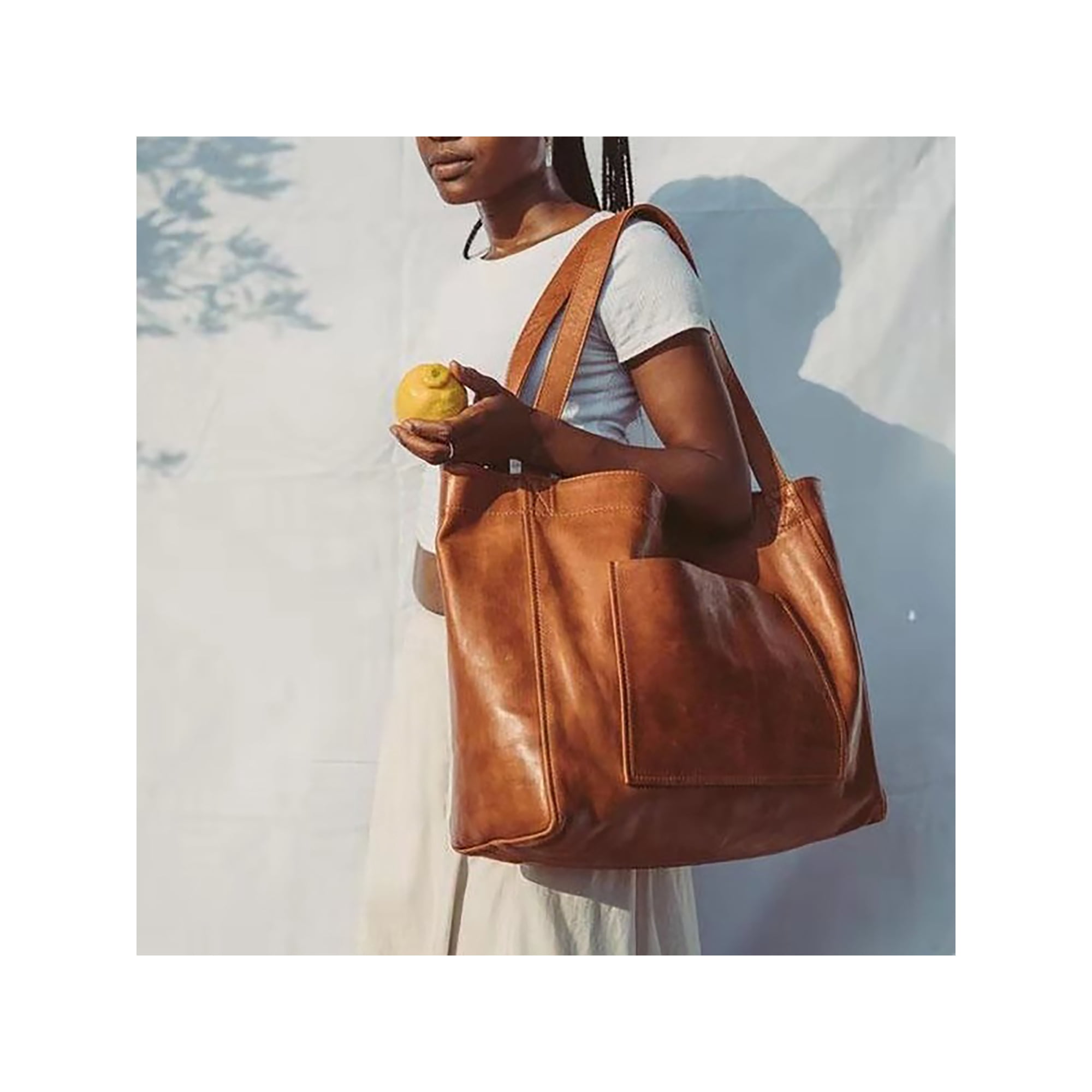 Leather tote with zipper top hotsell