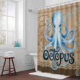 thumbnail image 3 of Summer Blue Sea Octopus Bathroom Shower Curtain, Nautical Vintage Ocean Wave Compass Linen Waterproof Washable Soft Bath Curtain for Bathtub Decor with 12 Hooks&Grommet, 60x72 Inch, 3 of 9