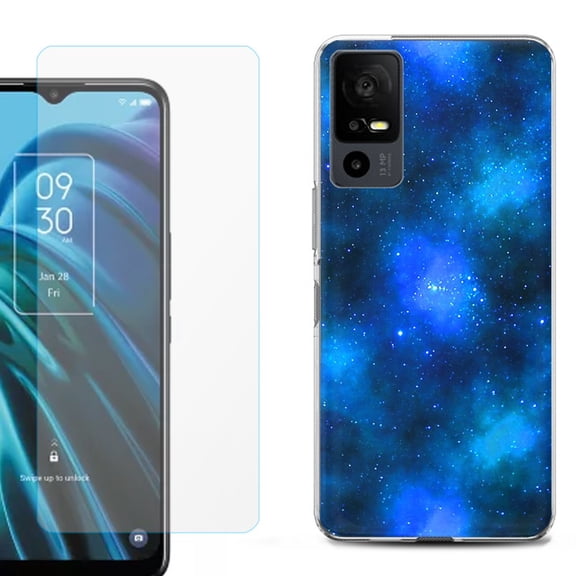 OneToughShield ® for TCL 40 XE 5G Shockproof Fashion Phone Case, with Tempered Glass Screen Protector - Cosmos/Stars