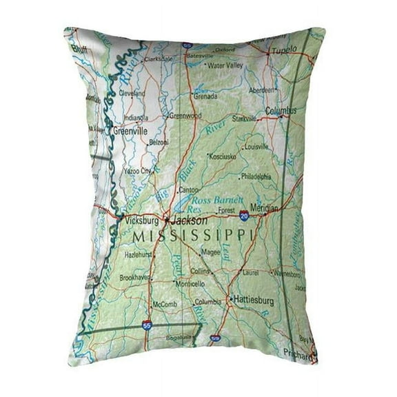 Betsy Drake NC321 Mississippi, MS Nautical Map Noncorded Indoor & Outdoor Pillow - 16 x 20 in.