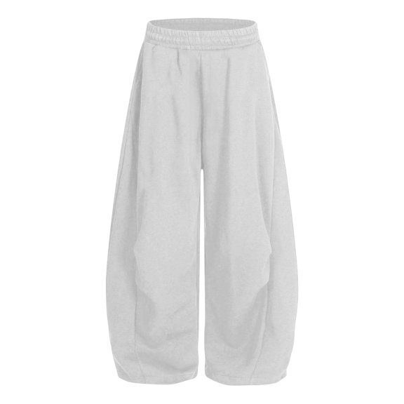 Lmnyox Kid's Sweatpants Wide Leg Baggy Solid Color High Waist Sports Pants Fleece Lined Joggers with Pockets