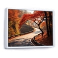 thumbnail image 2 of Designart "Autumn's Crimson Pathway into the Forest I" Landscapes Framed Wall Art - Modern Red Road Entryway Framed Wall Art, 2 of 6