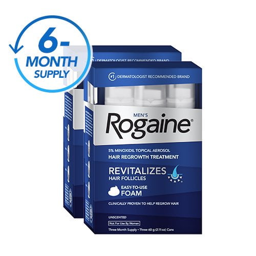 Men's Rogaine Minoxidil Foam for Hair Regrowth 6 month supply - Walmart.com