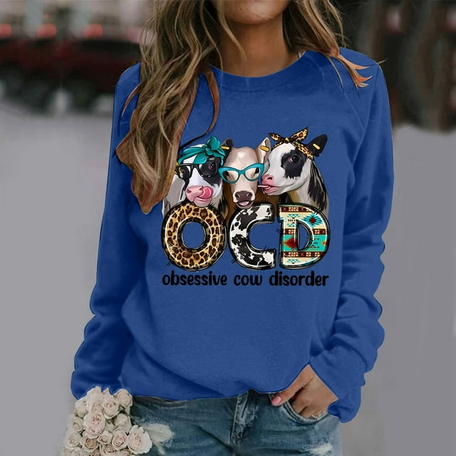 TINZ Sweat à Capuche Léger pour Femmes, Motif Vache Mignon, Col Rond, Manches Longues, Fermeture Éclair Complète, Crop Top