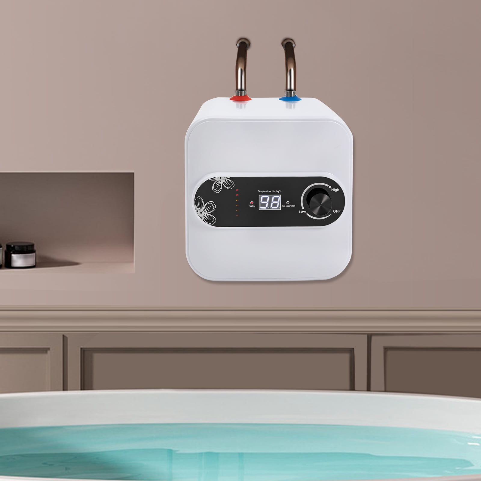 Electric Mini-Tank Water Heater, 110V 2.1 Gallons 1.5KW Storage type Hot water heater for Rv Trailer Bathroom Kitchen Under Sink Counter Cupboard 8L