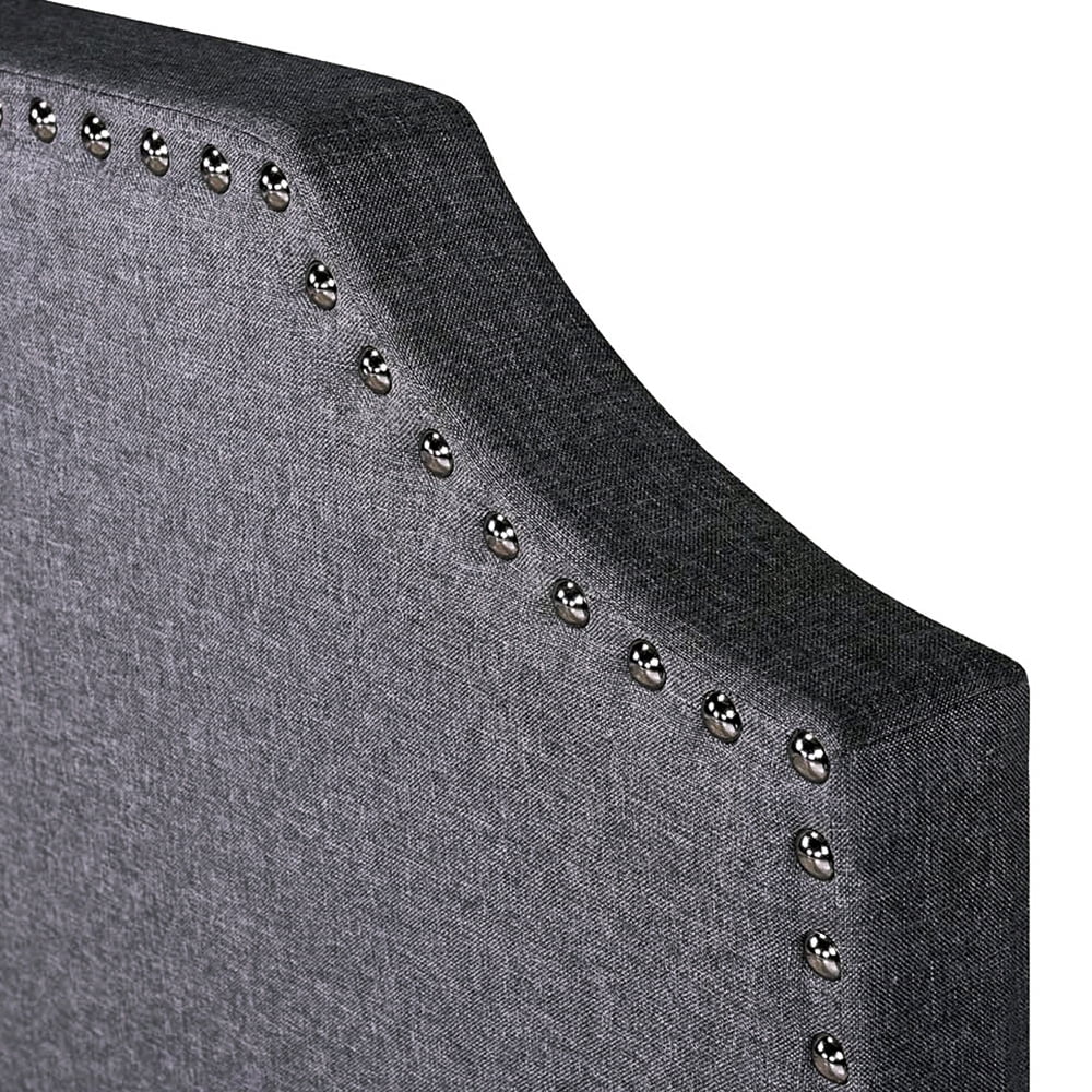 Kepooman Full Size Upholstered Platform Bed Frame with Nailhead Trim Headboard, Dark Grey Kepooman Full Size Upholstered Platform Bed Frame with Nailhead Trim Headboard, Dark Grey