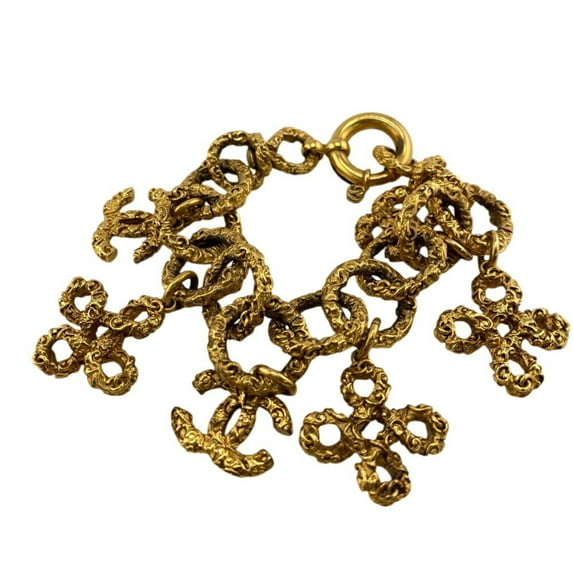 Pre-Owned CHANEL Clover Lava Bracelet, Ankle Bangle, Gold, Unisex, 93P, with Rice