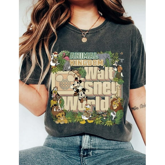 Disney Animal Kingdom Comfort Colors T-shirt, Safari Family Matching Shirt, Disney Safari Trip, Mickey and Friends, Pepper Color, Size 4XL