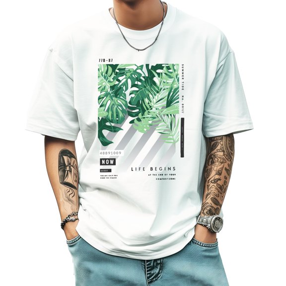 Graphic Tees for Men Summer New Print Casual Tee Fashion Trend Sports Shirt Select