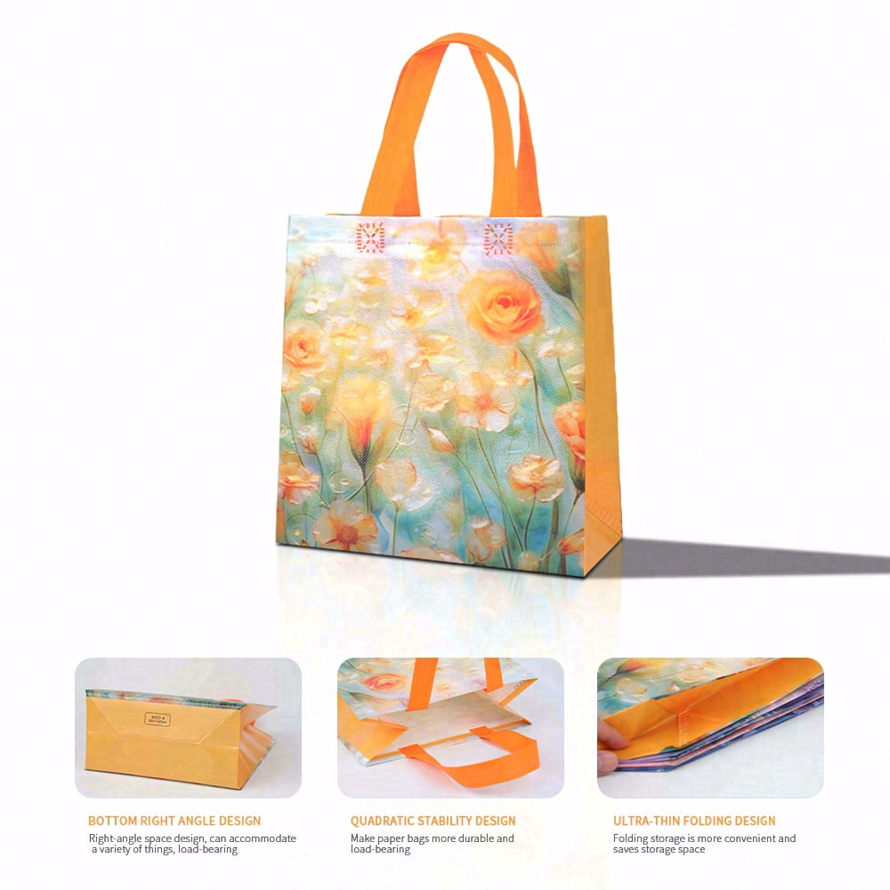 40pcs non-woven gift bags with floral patterns, spring picnic party tote bags, suitable for occasions like birthdays, Mother's Day, baby baptisms, weddings, thank-you gifts, etc.