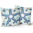 thumbnail image 2 of Blue Starfish Pillow Covers 18x18 Inch Set of 2, Coastal Beach Ocean Themed Summer Nautical Decorative Throw Pillow Cases Cushion Covers Seasonal Gift Farmhouse Sofa Couch Bed Decor, 2 of 6