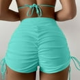 thumbnail image 4 of Mohiass Women High Waisted Swim Shorts V Cut Bikini Swimsuit Bottoms Drawstring Ruched Bathing Suit Board Shorts Turquoise XL, 4 of 4