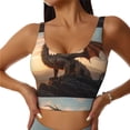 thumbnail image 2 of Lsque Sky Sunset Bronze Dragon Printed Women'S Sports Bra, Compression, Moisture Wicking, High-Impact Sports Bra For Women,Supportive sports bra-Medium, 2 of 9