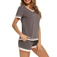 thumbnail image 7 of HAOTAGS Womens Soft Pajama Sets Short Sleeve Pj Shorts Set Sleepwear Gray Size M, 7 of 7