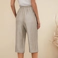 thumbnail image 4 of Outfmvch Capri Pants for Women Straight Wide Leg Paper Bag Pants Pull On Elastic Boho Pants for Women 2026 Cotton Linen Pants Linen Palazzo Trousers High Waist Drawstring Women's Culottes Khaki S-2XL, 4 of 5