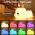 thumbnail image 2 of Luz de noche de conejo para bebés y niños pequeños, lámpara de noche táctil de silicona con 8 LED de colores, recargable por USB con control remoto y temporizador, regalo para niña., 2 of 5