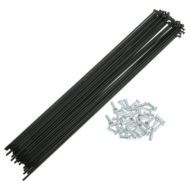 36 Set de Radios de Bicicleta 14G 249mm Acero al Carbono Negro