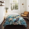 thumbnail image 4 of Coastal Sea Turtle Tapestry for Bedroom Wall Hanging Tapestry, Vintage Teal Nautical Beach Botanical Ceiling Backdrop Tapestries Poster Blanket Wall Decor for Teens Room Living Room Dorm 59" x 90", 4 of 8