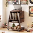 thumbnail image 4 of Costway Record Player Stand with Charging Station, Vinyl Record Storage Organizer Brown Rustic Brown, 4 of 10