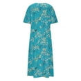 thumbnail image 4 of Oplxuo Casual Dress for Women Flowy V Neck Short Sleeve Floral Maxi Dresses Lightweight Summer Beach Vacation Clothes, 4 of 4