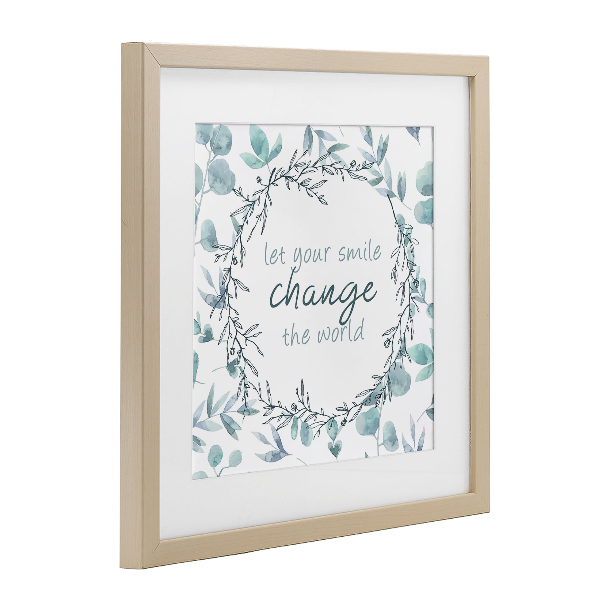 Stupell Industries Smile Change The World Birch Framed Print Under Glass, design by Kim Allen