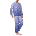 thumbnail image 2 of Picia Glittering Blue Purple Pattern Men’s Long-Sleeve Sleepwear Set - Soft 2-Piece Loungewear with Pockets, Comfy PJs for Relaxing Nights-, 2 of 7