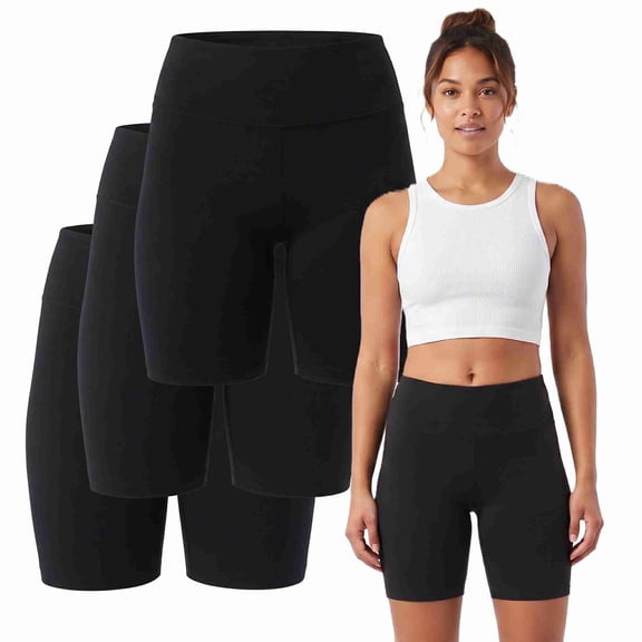 COUVER Women's Cotton 15-Inch Biker Shorts Black 2X-Large 3-Pack (3 Count)