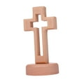thumbnail image 3 of Standing Catholic Cross Wooden Ornament with Elegant Round Base for Home Shelf Decor and Christmas Parties, 3 of 9