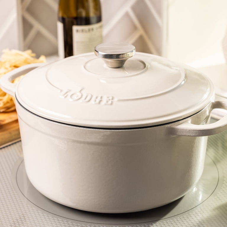 Lodge Cast Iron 5.5qt Oyster White Enameled Dutch Oven - Walmart.com