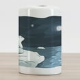 thumbnail image 2 of Winter Ceramic Toothbrush Holder, Cartoon Style Hand Drawn Polar Bear in the Arctic Staring at the Moon Image Print, Decorative Versatile Countertop for Bathroom, 4.5" X 2.7", Blue White, 2 of 4