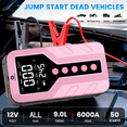 thumbnail image 3 of ODEGNC 6000A Jump Starter with Air Compressor 150PSI, 25000mAh Portable Car Battery Charger, Sakura Pink for SUV RV, 3 of 10
