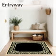 thumbnail image 3 of ODIKA 6'x9' Machine Washable Non-Slip Area Rug, Heritage Rococo Lattice with Botanical Accents and Curved Motif Framework High Traffic Rug with Pad, Black, 462812, 3 of 8