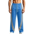 thumbnail image 4 of Mens Trendy Striped Sweatpants Flowy Wide Leg Pants Running Workout Casual Light Blue M, 4 of 6