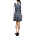 thumbnail image 3 of Allegra K Women's Plaid Peter Pan Collar Long Sleeve Mini A-Line Dress XL Gray Blue, 3 of 6