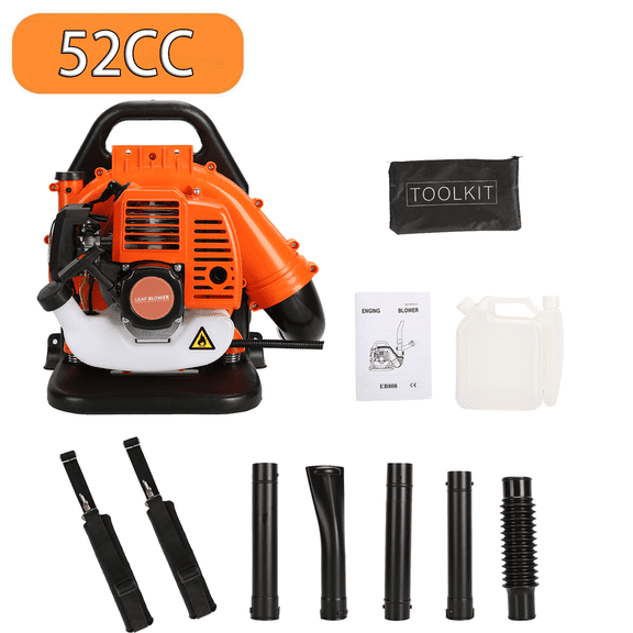 Seipouy 52CC Gas Leaf Blower, 1.7HP Backpack Blower with 550CFM Air Volume and 200MPH Wind Speed, Powerful 2 Cycle Engine for Heavy-Duty Lawn, Yard, and Parking Lot Cleanup