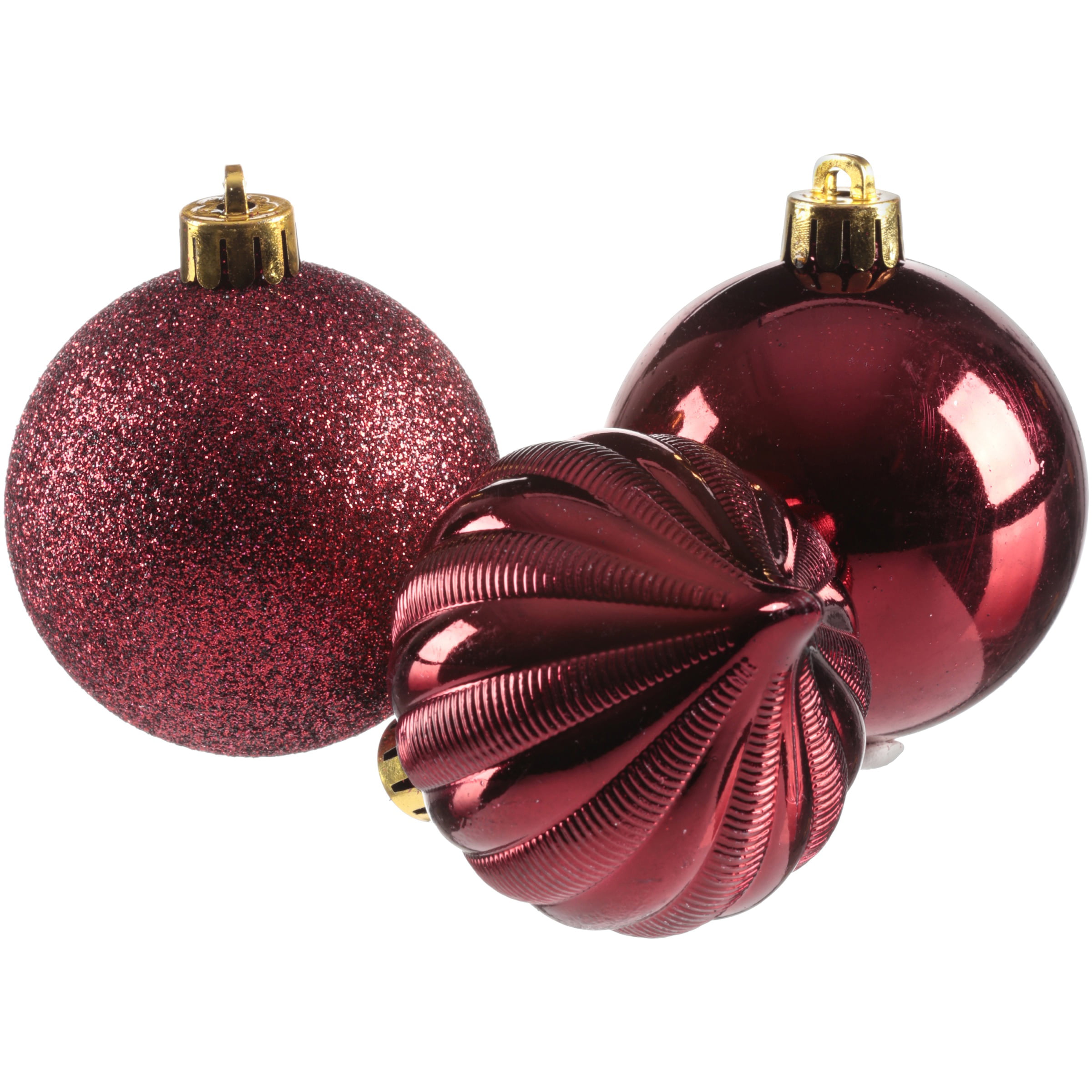 Holiday Time 41 Piece Shatterproof Ornaments Red Maroon or Gold 