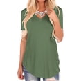 thumbnail image 3 of Sinhoon Women's Swallow Tail Short Sleeve T Shirt V Neck Casual Loose Plain Tunic Tops Summer Blouse T-shirt, 3 of 5