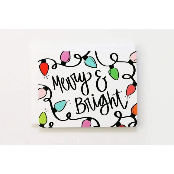 Merry & Bright Christmas Card – Colorful Holiday Lights Design – Blank Inside for Personal Messages – Perfect for Family, Friends, and Holiday Greetings