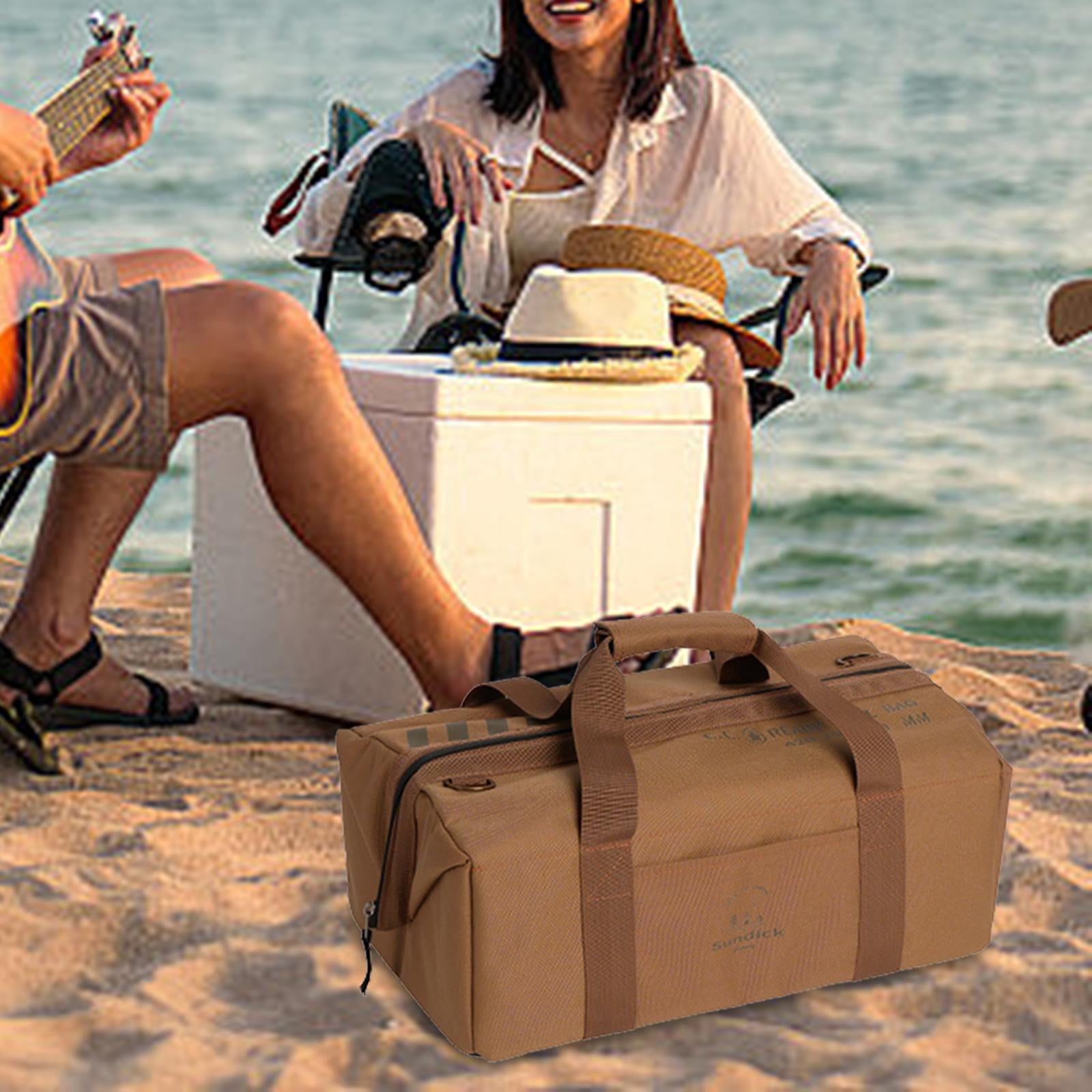 simhoa Camping Storage Bag Tool Bag for Professionals Container Case Tools Storage Bag Handbag for Trunk Outdoor Picnic Garage Travel Sand color
