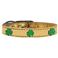 thumbnail image 2 of Shamrock Widget Genuine Metallic Leather Dog Collar Gold 14, 2 of 2