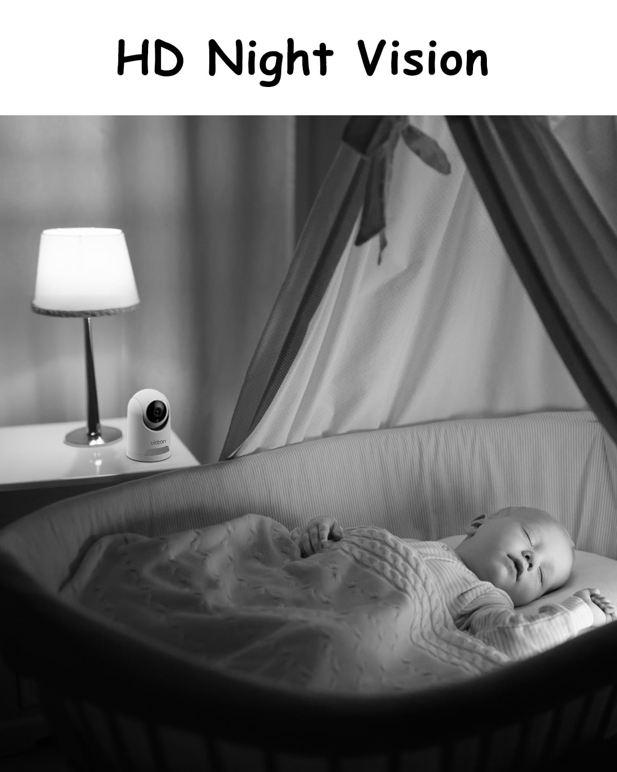 Oldtan WiFi Security Indoor Camera - 2.5K HD Baby Monitor for Home, 2-Way Audio, Auto Tracking