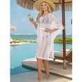 thumbnail image 3 of HAPPY BAY Women's Summer Loungewear Relaxed Fit Caftan Midi Casual Sundress for Women M-L White, Solid, 3 of 5